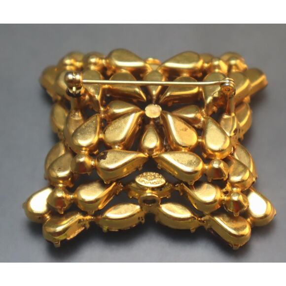 Amazing Kramer Purple Rhinestone Shadow Box Brooch Earrings Set - Picture 8 of 10